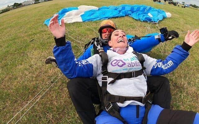 Claire landing safely
