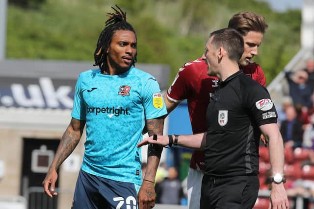 Exeter striker Jevani Brown has been linked with a January move to Pompey   Picture: Pete Norton/Getty Images