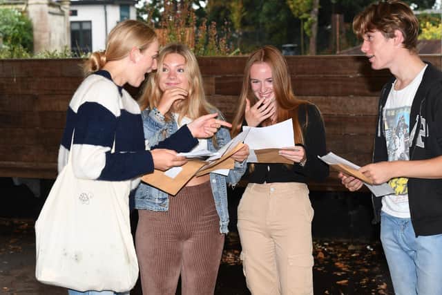 Bay House School & Sixth Form in Gosport GCSE results day - 25/08/22.
Pictured L-R Jessica Adolpho-Pugh 15, Matilda Mearns 16, Isobel Turner 16 , Farren Steel 16.
Please credit: Paul Jacobs/pictureexclusive.com