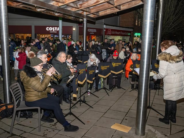 The Denmead Brass Band kept spirits high on a cold November evening.  Photos by Alex Shute