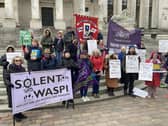 Union members united on the steps of the Portsmouth Guildhall in protest of the cost of living on Marh 5, 2022. Picture: Jon Woods