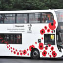 Poppy decorated Stagecoach buses