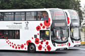 Poppy decorated Stagecoach buses