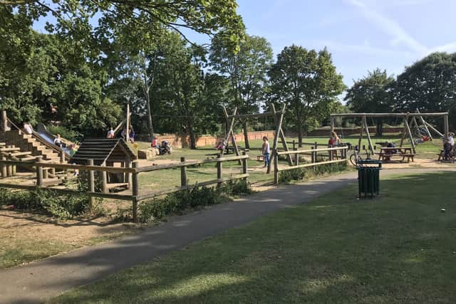 The play equipment at Bidbury Mead, which was refreshed in time for the 2019 school holidays. Picture: Havant Borough Council