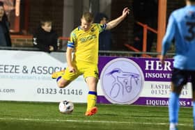 Tommy Wright made his Hawks return as a second half sub at Eastbourne Borough on New Year's Day. Picture by Dave Haines