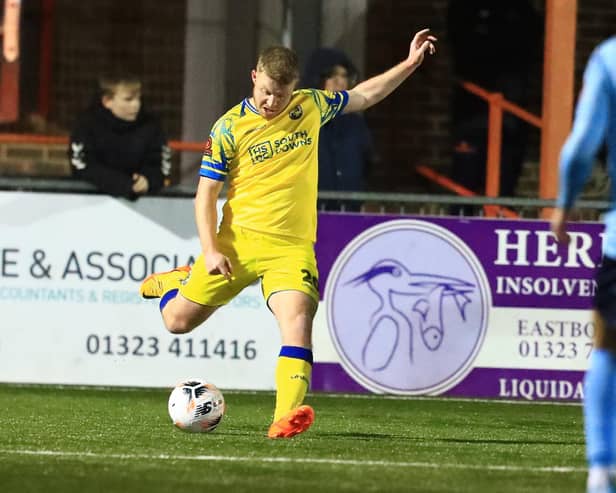 Tommy Wright made his Hawks return as a second half sub at Eastbourne Borough on New Year's Day. Picture by Dave Haines