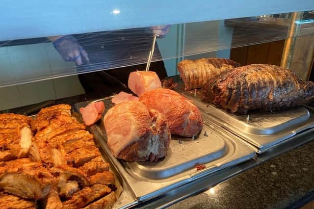Mouthwatering: the carvery at The Chairmakers, World's End, near Hambledon.