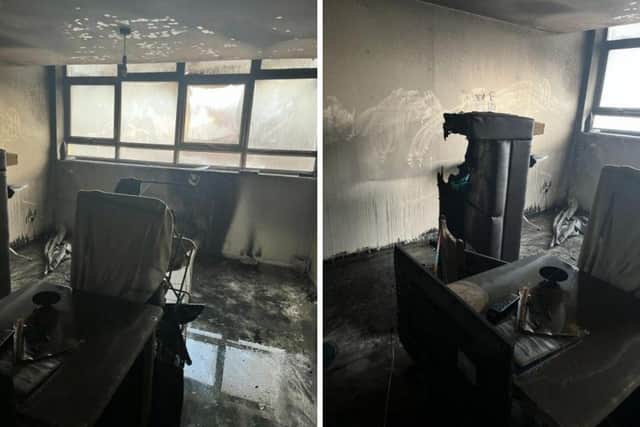 The fire spread across the lounge at a flat in Montague Road. It was caused by a lit candle. Picture: Hampshire and Isle of Wight Fire and Rescue Service.