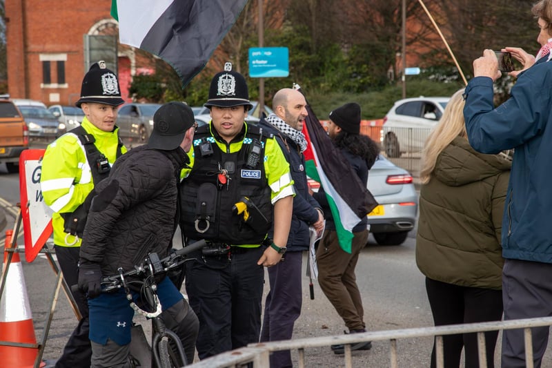 Pro Palestine protesters outside Portsmouth Naval Base as campaigners ...