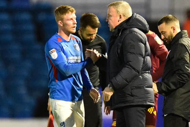Pompey manager Kenny Jackett with Andy Cannon. Picture: Graham Hunt