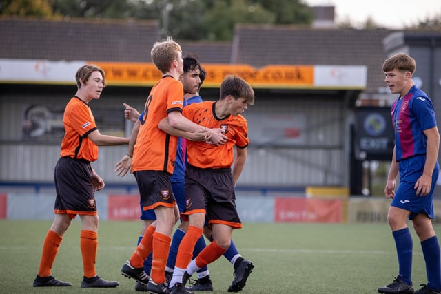 Tempers rising during AFC Portchester v US Portsmouth. Picture by Alex Shute.