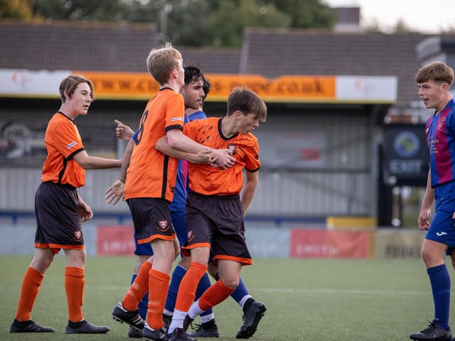 Tempers rising during AFC Portchester v US Portsmouth. Picture by Alex Shute.