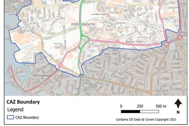 The clean air zone for Portsmouth that will operate from November this year. Picture: Portsmouth City Council