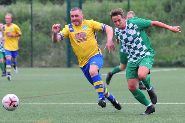 Meon's Andy Edwards, left, and Cam Palin. Picture: Martyn White