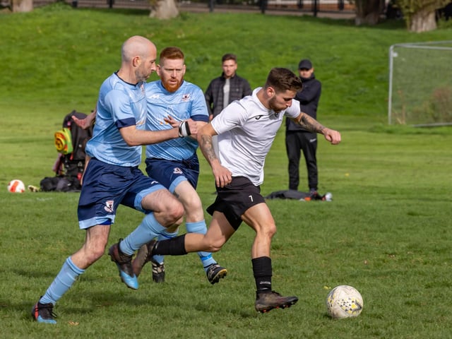 Portchester Rovers (blue) v Pompey Dynamos. Picture: Mike Cooter