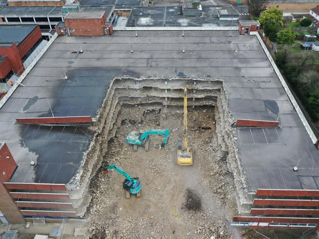 Updated pictures of Osborn Road Car Park demolition on Friday, February, 2, 2024.