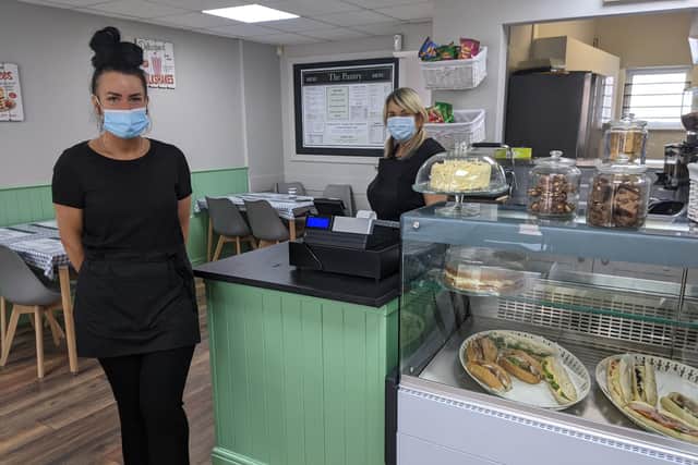 From left: Hayley Carter and Julie Hewitt at the newly opened Market Parade cafe The Pantry. Picture: Emily Turner