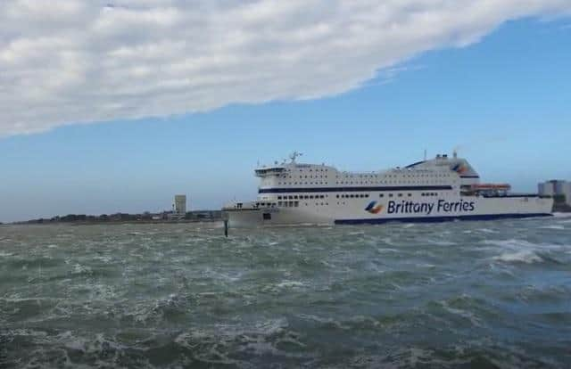 Ferry braving the waves during Storm Eunice. Picture: Habibur Rahman