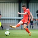 Kieran Roberts opens the scoring for AFC Portchester against Fareham Town. Picture: Chris Moorhouse