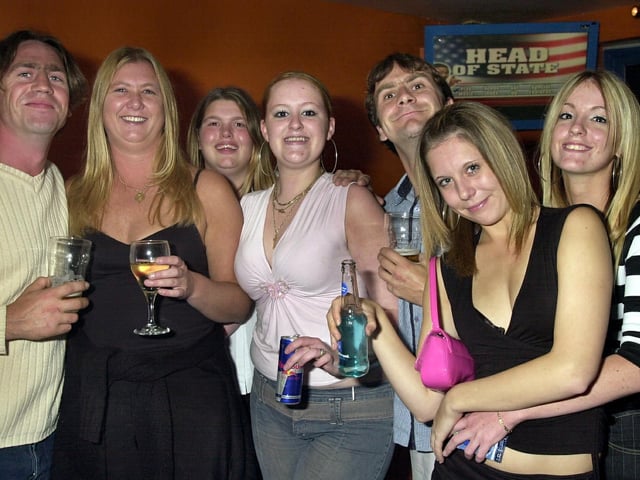 Clubbers enjoying a night out at Bar Bluu in Southsea in the 00s