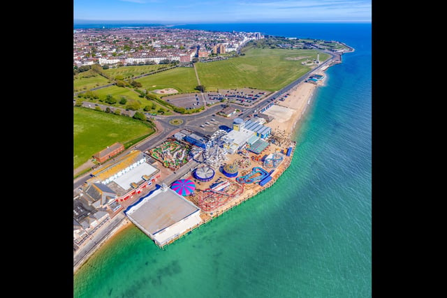 A colourful aerial view of Clarence Pier, with beautiful blue sea to boot. Taken by Michael Woods from local, family-run business Solent Sky Services. They're PFCO-approved and fully insured commercial drone pilots.
