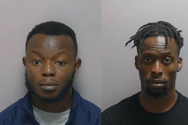 Elliott Bonney, L, and Tayo Odunukan, R, were sentenced to over seven years combined in prison. Picture: Hampshire police.