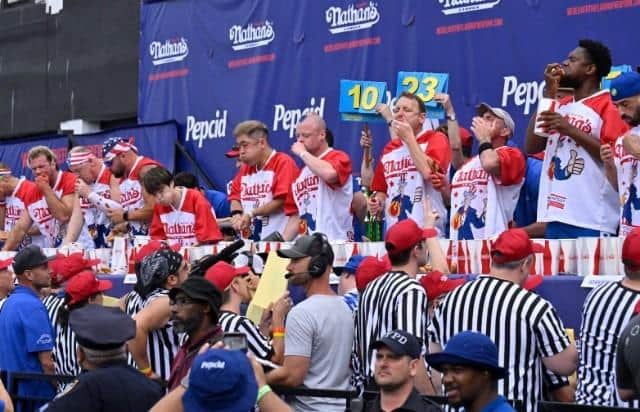 Hot dog eaters can win a trip to America. Pic Nathan's Famous,