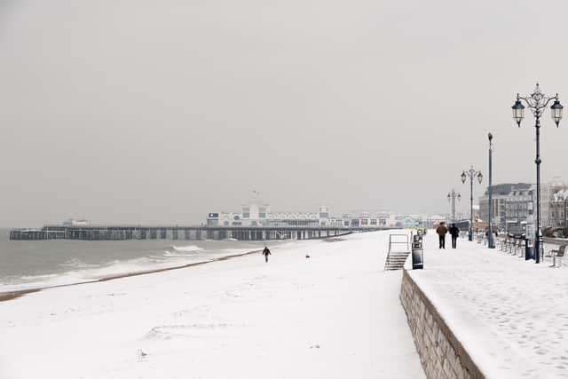 Southsea seafront and pier covered in snow in March 2018. Picture: Keith Woodland