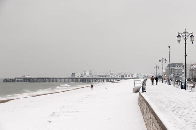 Southsea seafront and pier covered in snow in March 2018. Picture: Keith Woodland