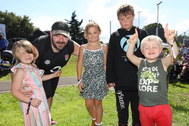 Pictured is: Aaron Gallagher from Southsea Nomads RFC with his children.
Picture: Chris Moorhouse (020923-4097)