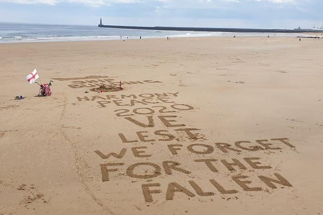 A poignant reminder on Roker Beach of what we were celebrating on VE Day. Picture by Kev Wilson.