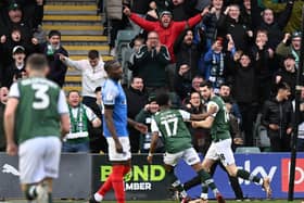 Agony for Di'Shon Bernard after substitute Finn Azaz registers Plymouth's second goal in their 3-1 triumph over Pompey. Picture: Graham Hunt/ProSportsImages