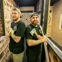 New axe throwing venue, 
Down Range Axe Throwing at Gosport has opened  on Thursday 16th November 2023.

Pictured:  Ben Davis and Colin Smith

Picture: Habibur Rahman