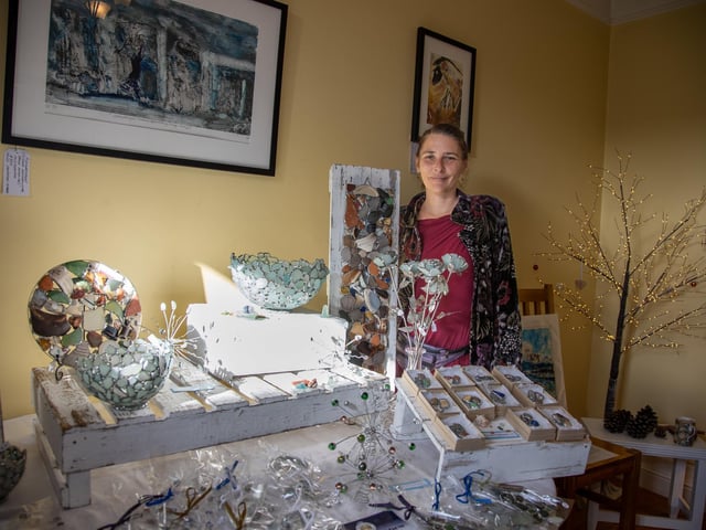 Local residents were invited to join the Southsea Mini Art Trail on Sunday, with various local artists displaying their work around Albert Road and the surrounding area.
Pictured - Sara Le Gris, Seaglass Artist
Photos by Alex Shute