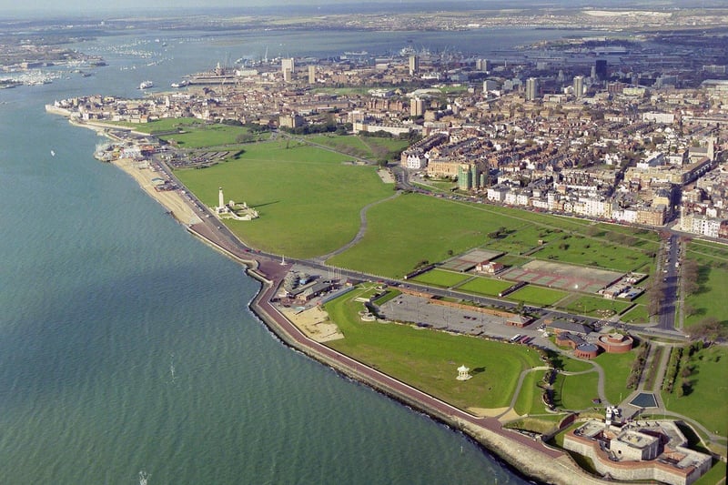 Aerial view of the Southsea coastline - including Southsea Castle - in 1998.