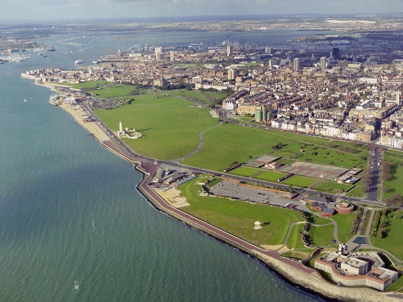 Aerial view of the Southsea coastline - including Southsea Castle - in 1998.