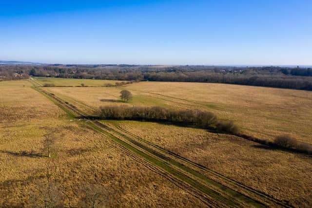 An aerial view of land at Havant Thicket, owned by Portsmouth Water, that would be used for the construction of its new reservoir.
