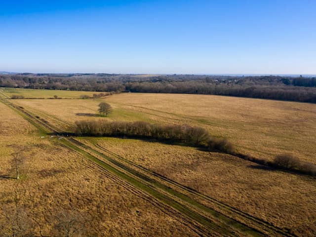 An aerial view of land at Havant Thicket, owned by Portsmouth Water, that would be used for the construction of its new reservoir.
