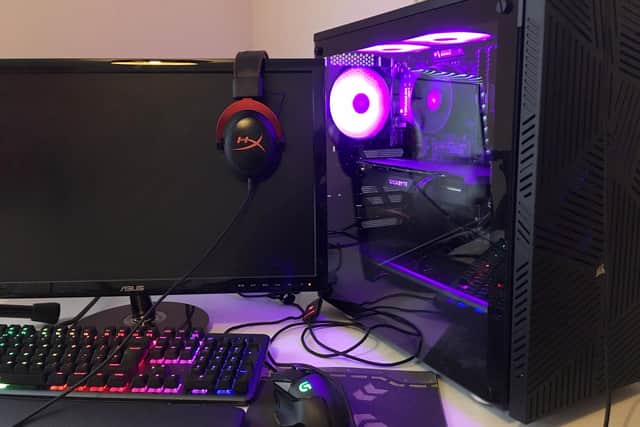 Alun Newman is so proud of his son for building this computer from scratch. 