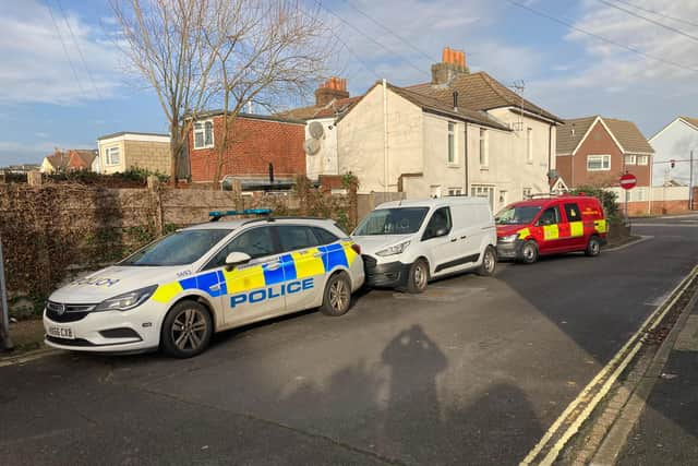 Police and fire investigators at a flat in Durham Street, Gosport, after a blaze at around 2.30am on January 1, 2022. Picture: Steve Deeks