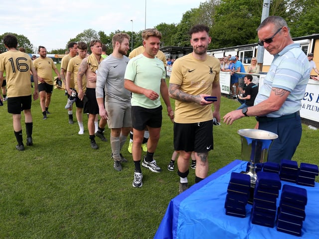 Wicor Mill collect their runners-up medals. Picture: Chris Moorhouse (jpns 210523-25)