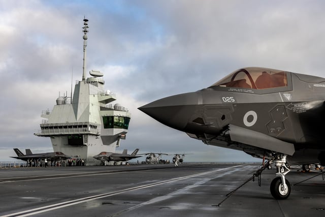 F-35B Lightning Jets from RAF Marham conduct Carrier Qualification Flights from HMS Queen Elizabeth as part of Operation ACHILLEAN.Photographer: AS1 Natalie Adams