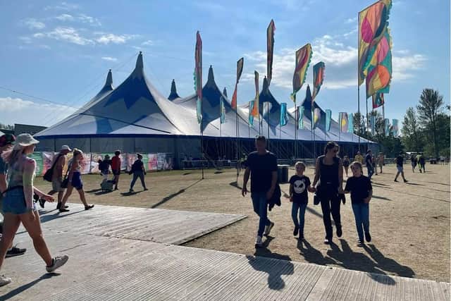 Crowds heading towards the main stage for day three at the Isle of Wight Festival. Picture: Eleanor Davies