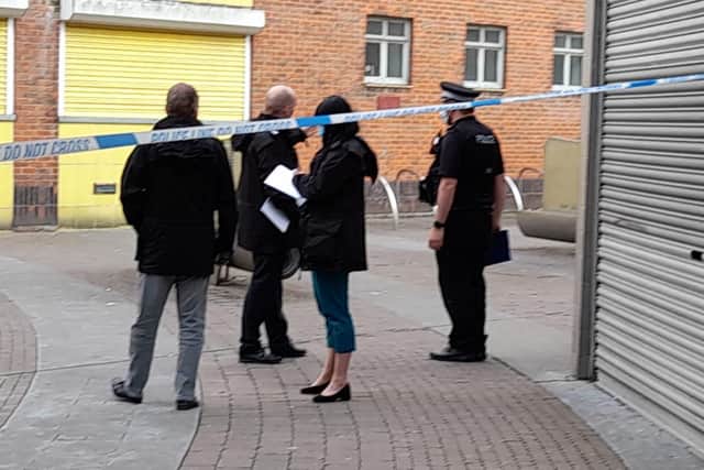 Detectives were on the scene after the victim was rushed to hospital. Picture: David George
