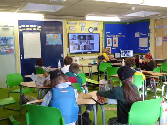 Pupils both in class and at home take part in the America's Cup learning day.