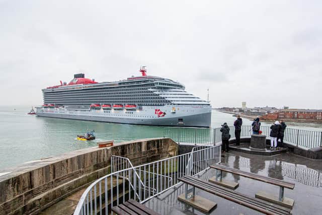 Cruise ship, Valiant Lady arrives at Portsmouth on Tuesday 1st March 2022.

View From Round Tower, Old Portsmouth

Picture: Habibur Rahman