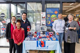 Alan Mak MP joins Angela Hopkins (left) and her RBL Hayling Branch team at the Lidl store in Manor Road to sell poppies