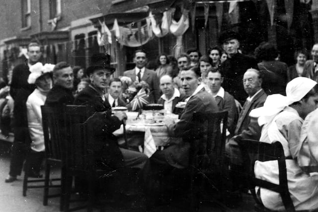 Believed to be a VE Day party in Stanley Road, Stamshaw, Portsmouth