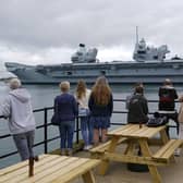 HMS Prince of Wales aircraft carrier leaves the Naval Base in Portsmouth, Hampshire. Picture date: Sunday June 6, 2021. Picture: Steve Parsons/PA Wire