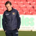 SWINDON, ENGLAND - FEBRUARY 27: Northampton Town manager Jon Brady looks dejected during the Sky Bet League One match between Swindon Town and Northampton Town at County Ground on February 27, 2021 in Swindon, England. (Photo by Pete Norton/Getty Images)